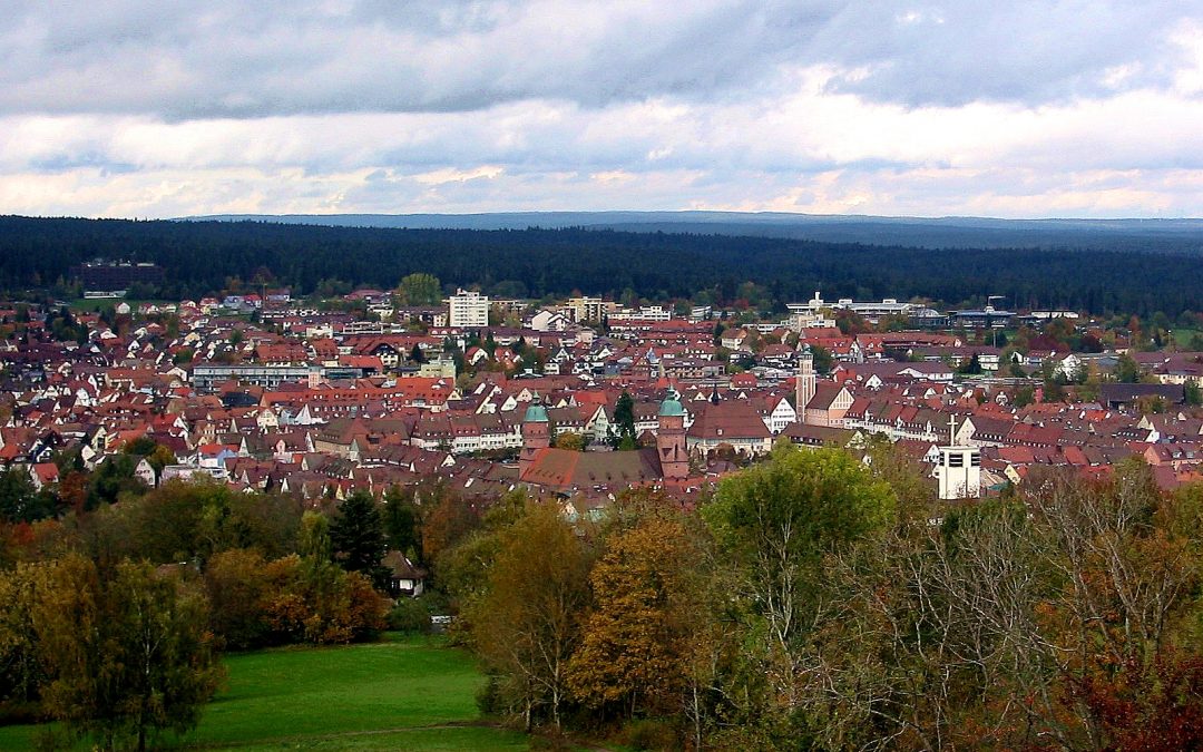 Freudenstadt erleben – Marktplatz, Wasserfontänen